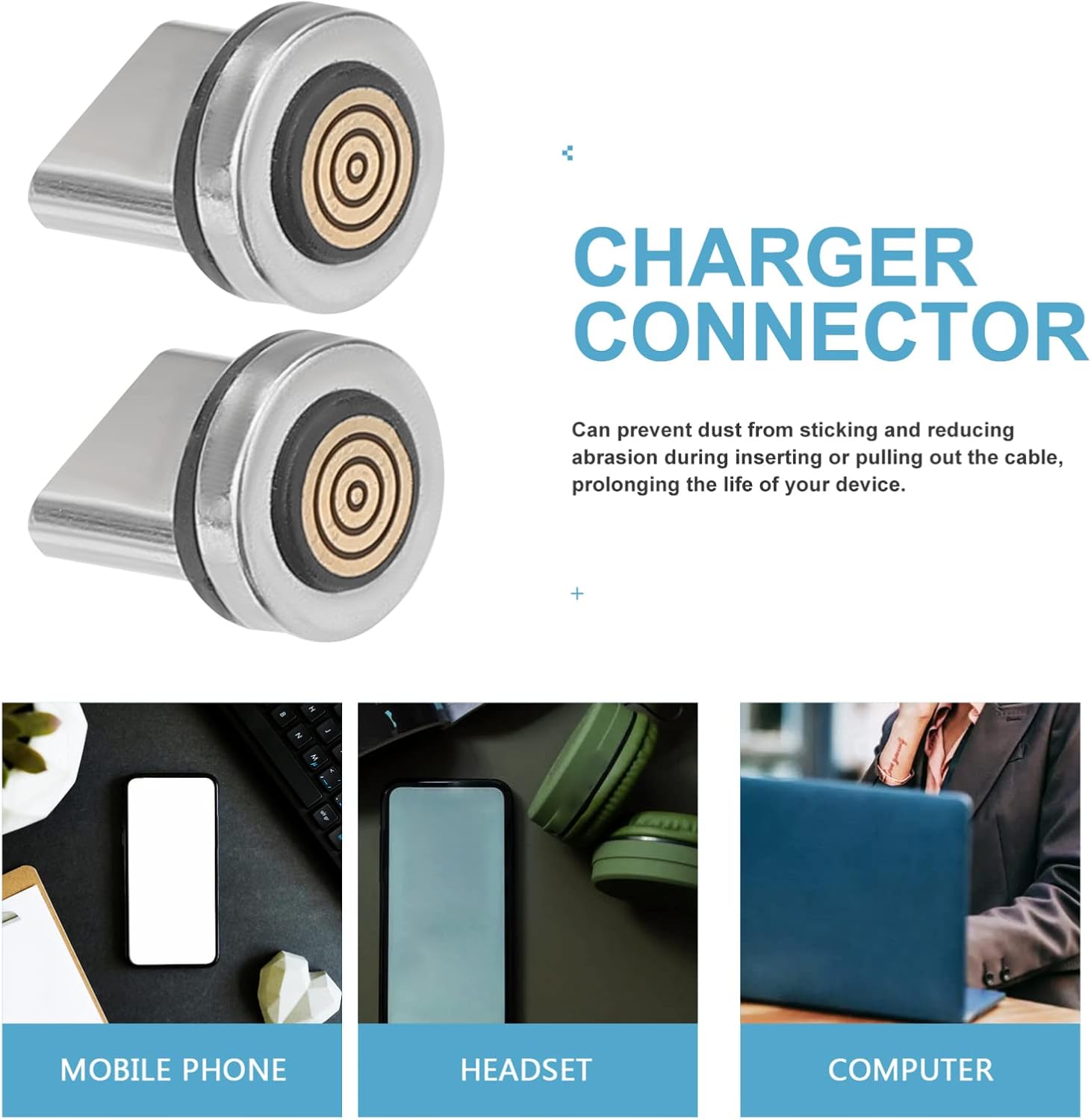 Milisten 8 pcs Charging Cable Magnetic Head USB c to Magnetic Adapter USB Cable Adapter Tip connectors Connector Tip Cell Phone to Rotate Data line Metal