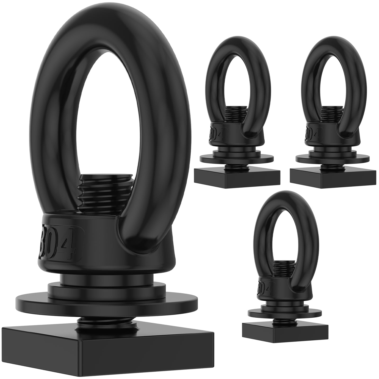 4Pcs T Track Mount Tie Down Anchor with 4 Washer Spacer Ring, 304 Stainless Steel Roof Rack T Bolts Nuts Heavy Duty M8 Ring Shaped Eye Bolt for Roof Rack Holding Bungee Cord, Ropes, Hooks