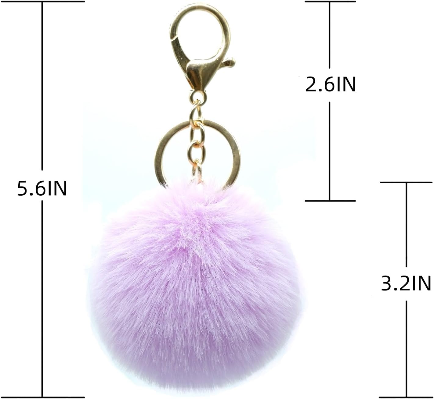 4 Pcs Pom Pom Keychains - Faux Fur Ball Key Rings Fluffy Rabbit Fur Pompoms Keychains - Image 2