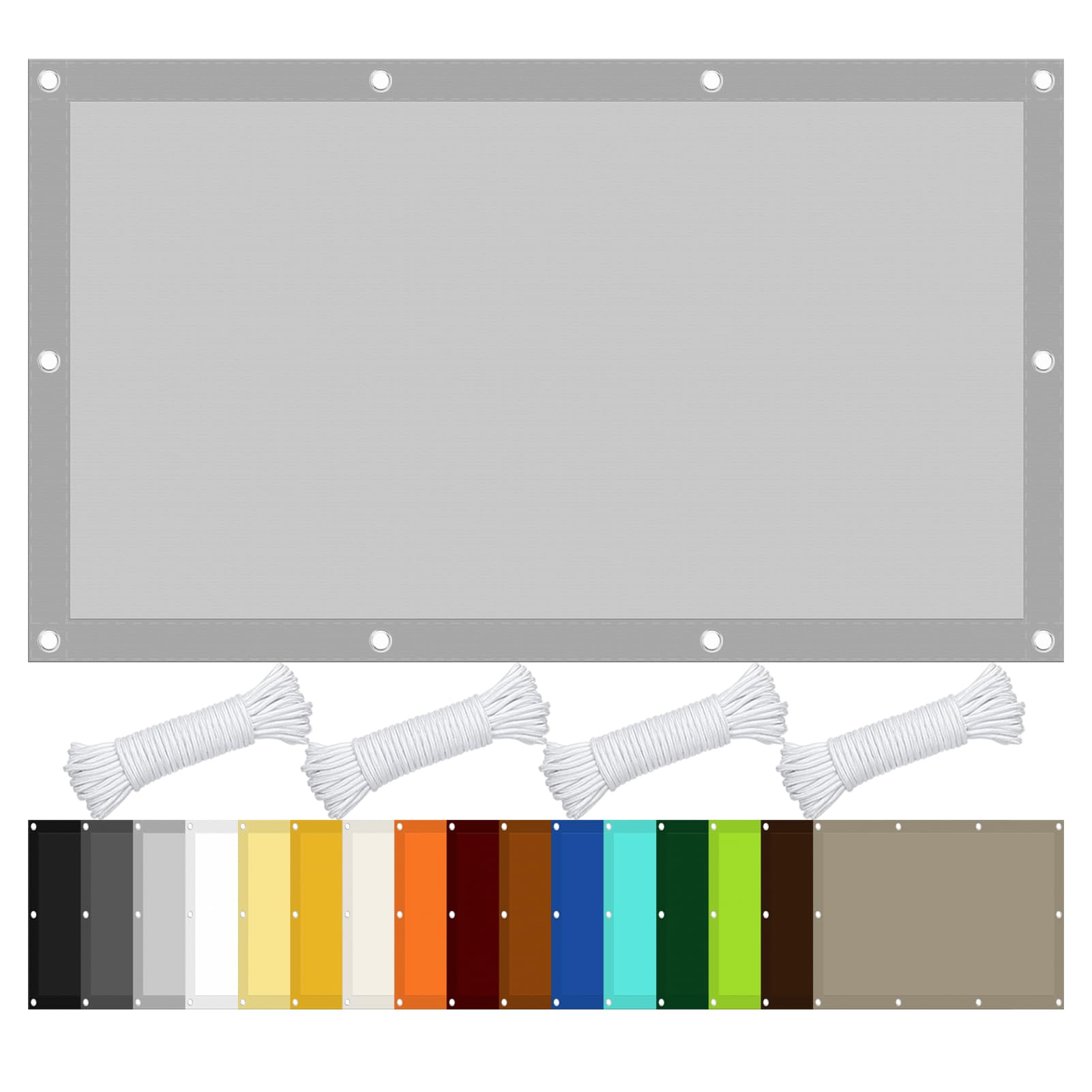 Voile d'ombrage imperméable 260 x 480 auvent robuste anti-UV gris