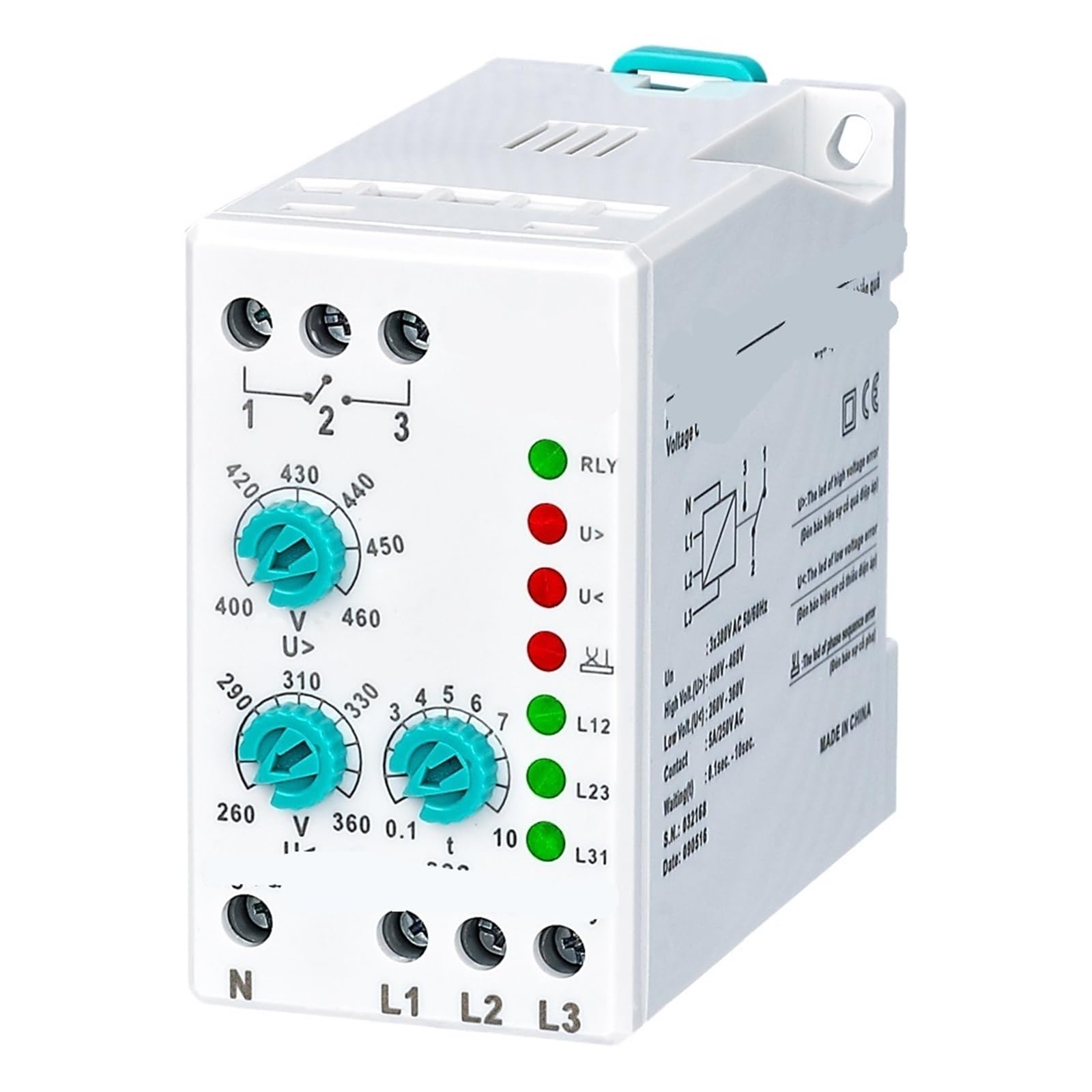 Relé de protección de voltaje ajustable GK-04FN analógico para redes trifásicas de 380V 3