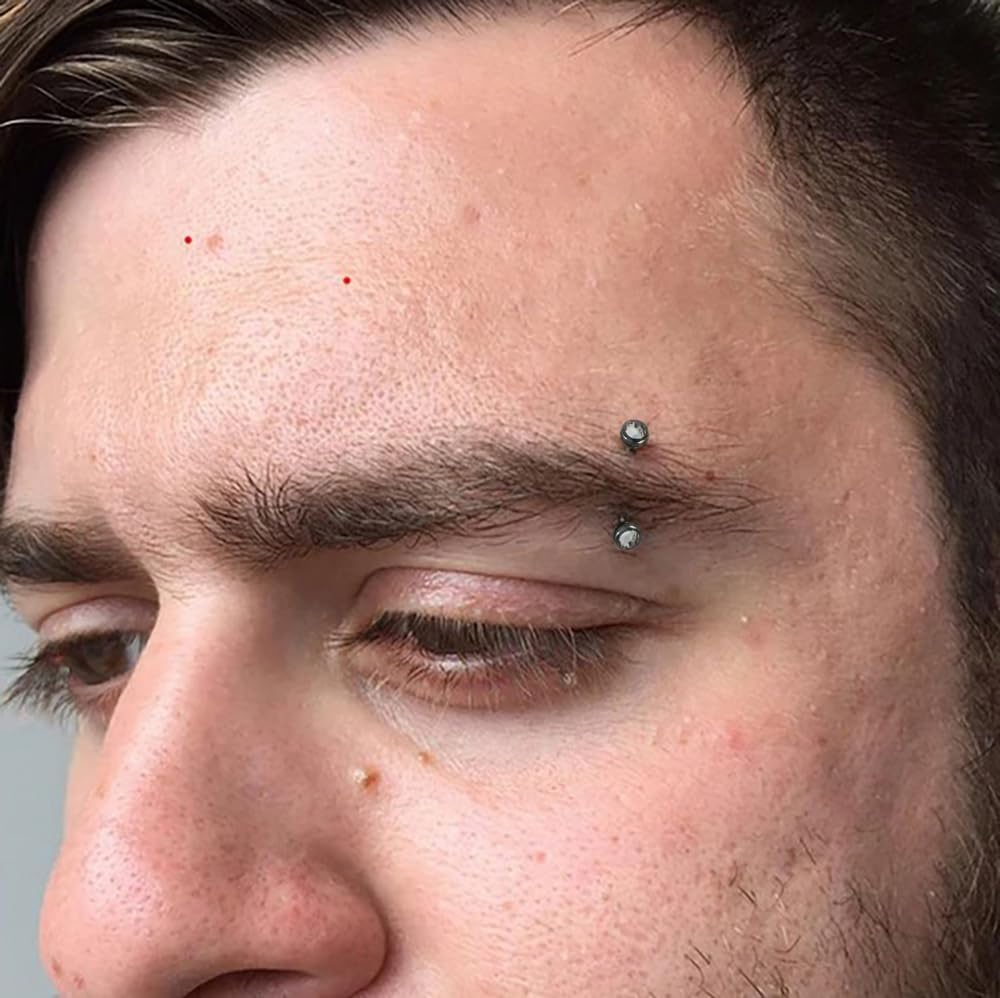 Double 2.5mm Flat Stone Ball 16 Gauge - 6mm,7mm,8mm,9mm,10mm,11mm,12mm14mm,16mm G23 Grade Titanium Curved Barbell - Eyebrow Bar - Tragus Piercing - Helix Body Piercing Jewelry