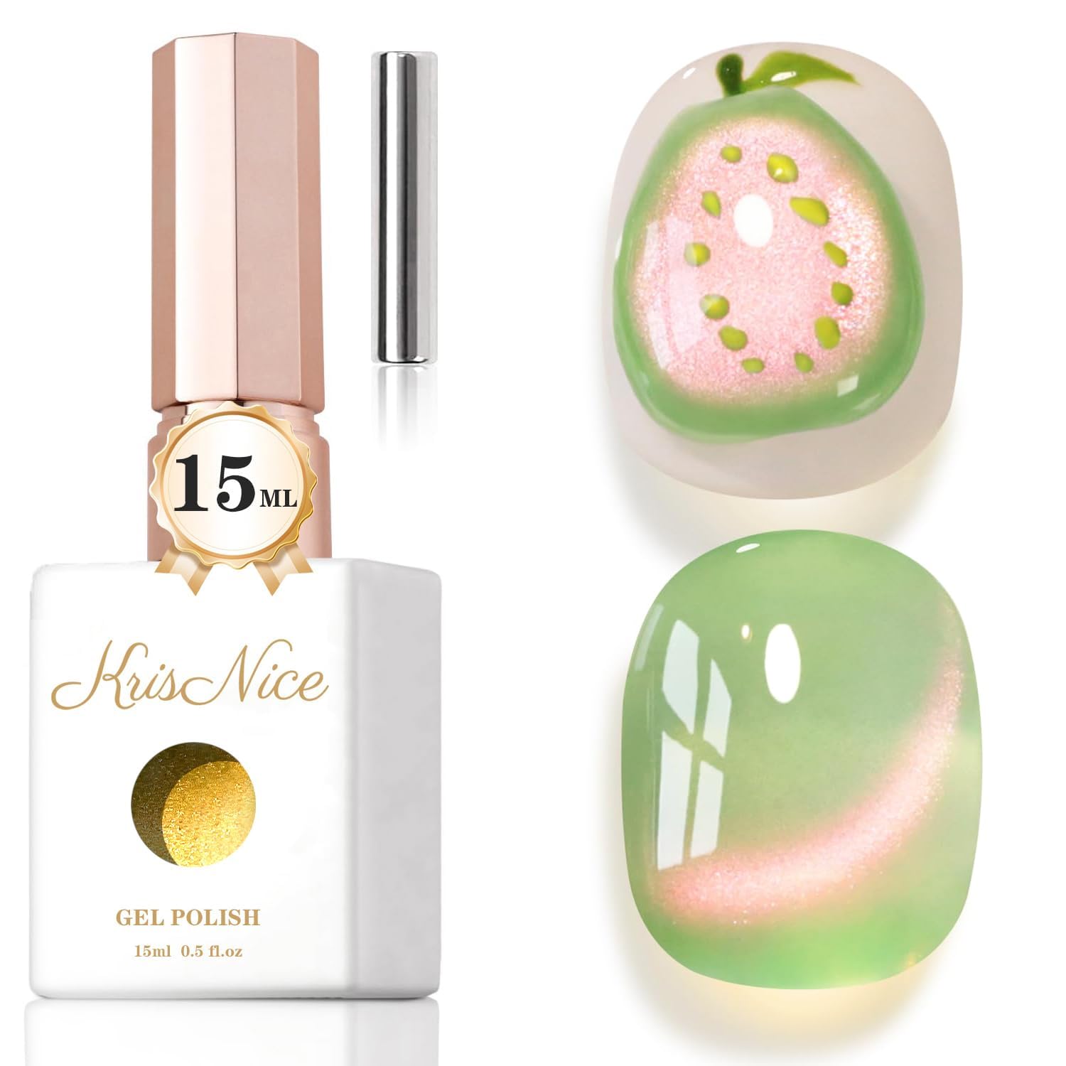 KRISNICE UV Nagellack Cat Eye 15 ML, Gellack mit Magnet, Cat Eye Uv Gel, Glitter Gelnagellack Soak Off Reflective Gel Magnetic Nail Polish für Frauen und Mädchen