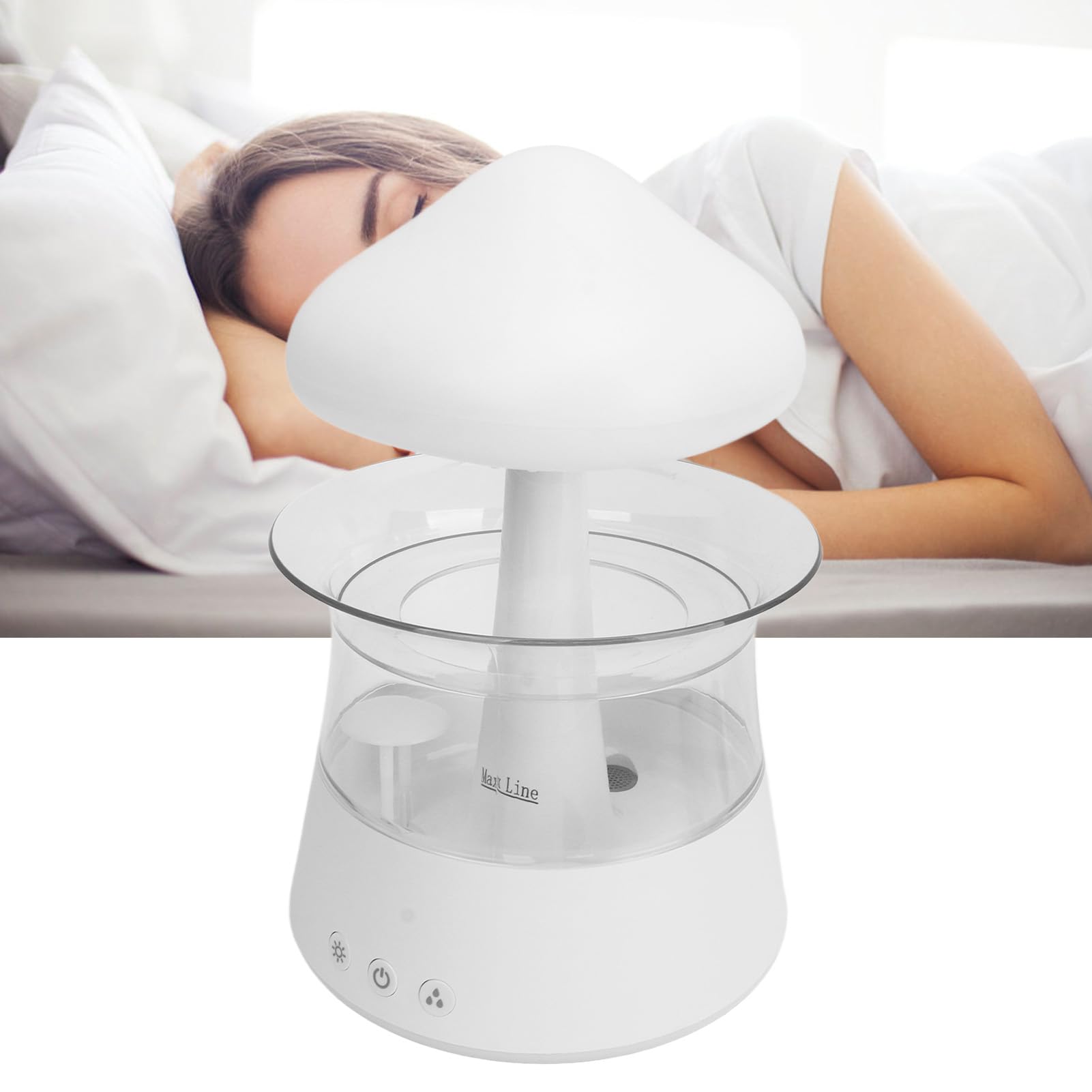 Umidificatore Rain Diffusore Silenzioso di Luce a 7 Colori per un Sonno Rilassante Home Office Materiale ABS 300 Ml (Bianca)