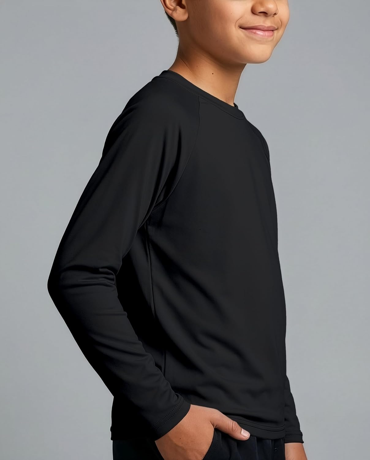 Real Essentials 4 Pack: Boys' Rash Guard Long Sleeve Swim Shirt UV Sun Protection Fishing & Swimwear Tops for Kids - Image 5