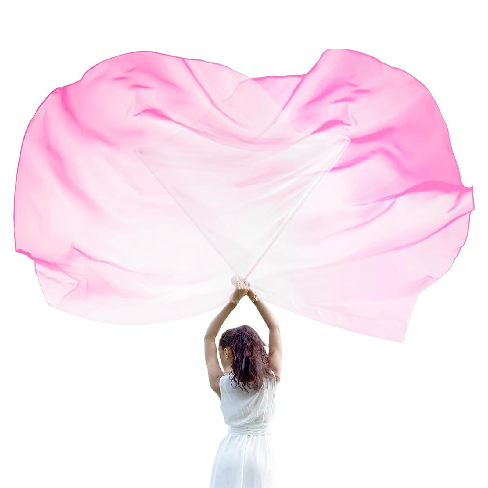 HDOYTXXM 2Pcs Praise Dance Worship Flags with Scalable Rod Semicircle Wing for Dancers Semicircle Wing Double Dance Accessories