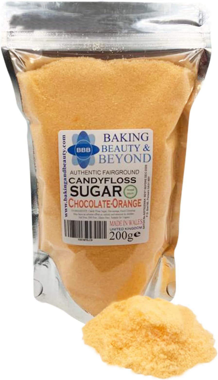 Baking Beauty and Beyond Premium Candy Floss Sugar 200g - Chocolate-Orange Flavour