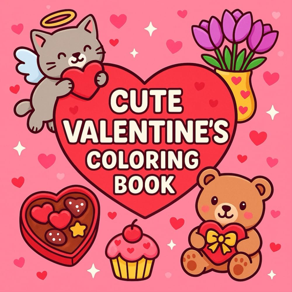 CUTE VALENTINE’S COLORING BOOK: Cozy Valentine Scenes for Relaxing Fun