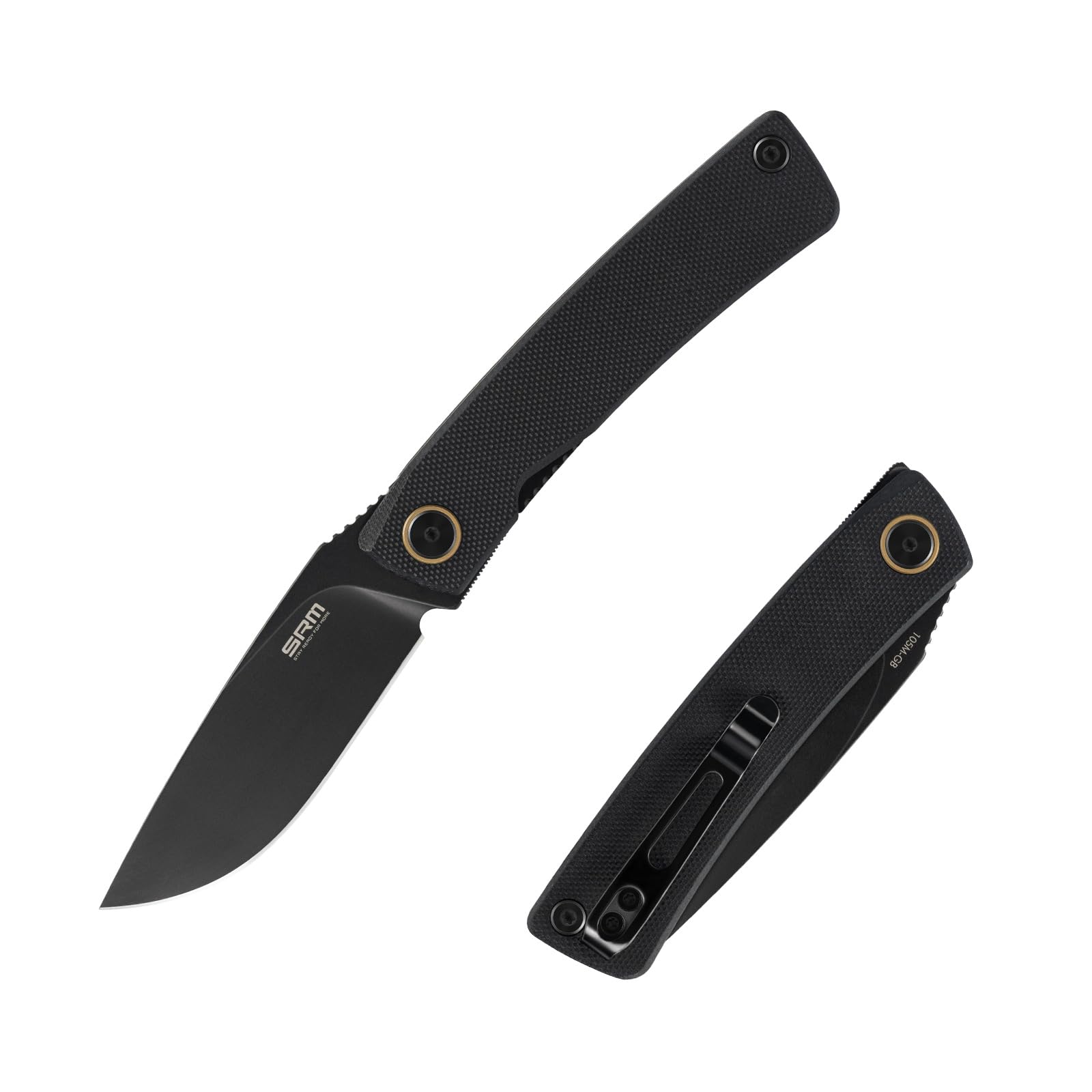 SRM Folding Knife with G10 Handle, Pocket Knife with Pocket Clip, EDC Knife for Men Ideal for Tactical, Hunting, Camping, Fishing,Outdoor (Black)