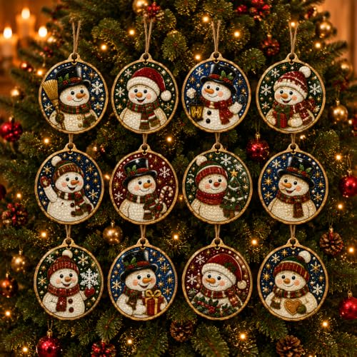 12PCS DIY Christmas Pearl Diamond Painting Art Ornaments Kit for Adults