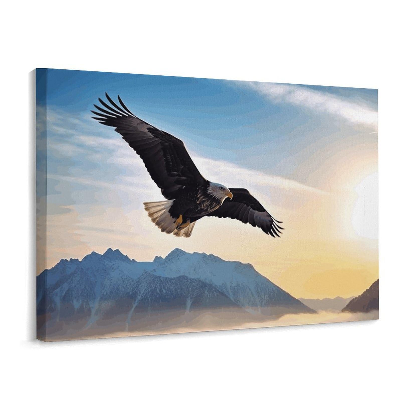 Fodpand Frame-Style Eagle Mountains Bathroom Wall Art Canvas Prints, Artwork For Walls For Living Room Hallway Stair Office Wall Decor, Pictures Home Decor 15.7X11.8 Inch