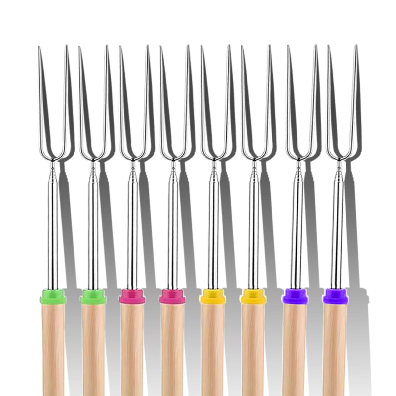 4 Pack Marshmallow Toasting Forks Kit - Extendable Stainless Steel Smores Sticks for BBQ and Campfire - Retractable Outdoor Campfire Accessories for Roasting Marshmallows and Hot Dogs (6)