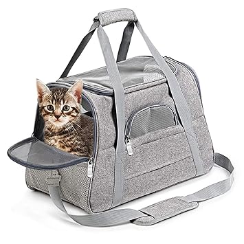 Qpets Travel Cat Carrier Pet Carrier Breathable Pet Carrier for Cats or Small Dogs Comfortable Pet Carrier with Soft Pad