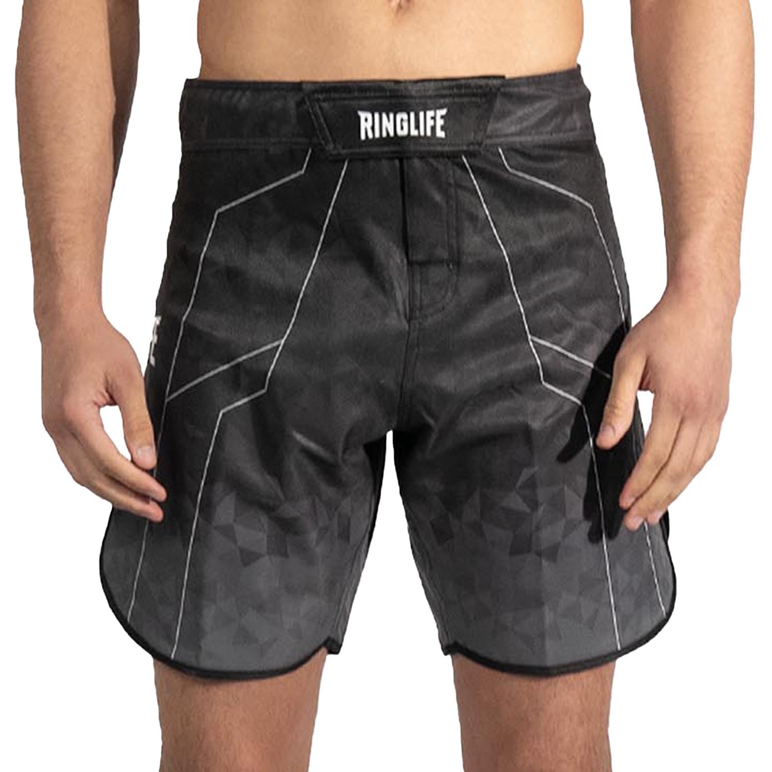 MMA Shorts, Transition, Schwarz-grau, Kickboxhose für Training & Wettkampf, Atmungsaktiv, Langlebig, Kampfsporthose für MMA, K1, Boxen