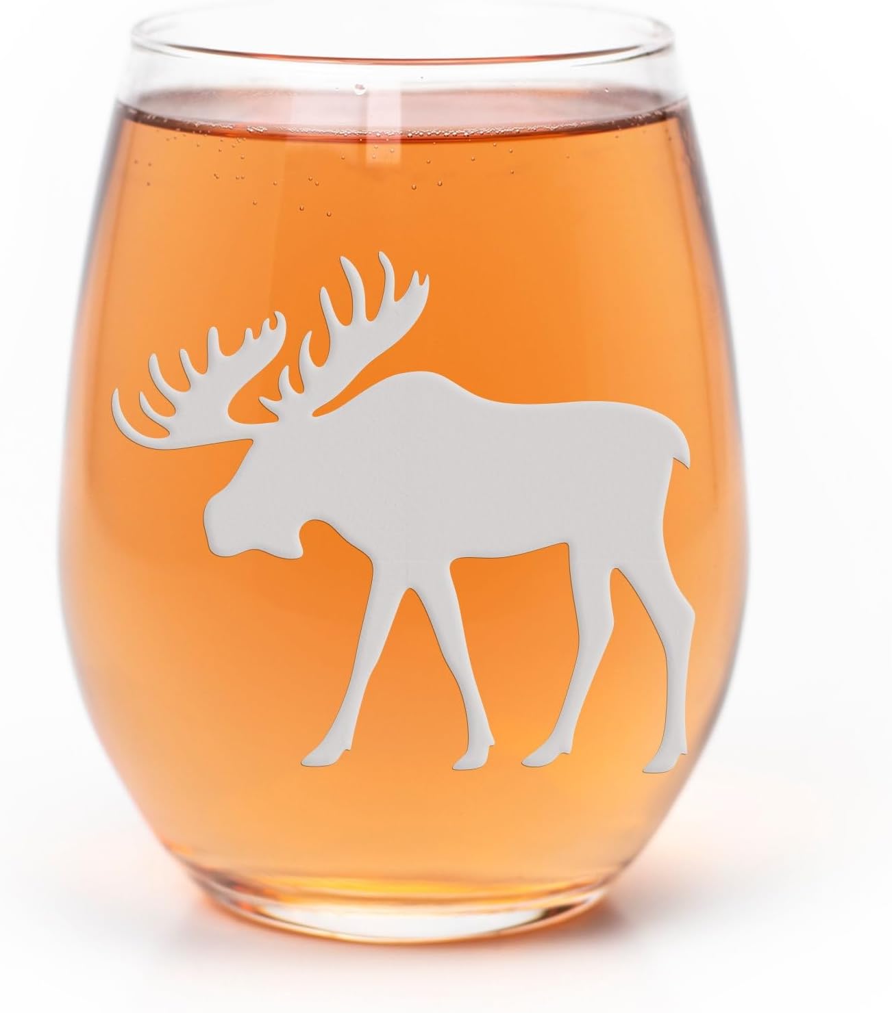 Moose Silhouette Stemless Wine Glass - Moose Gift - 2 Glasses