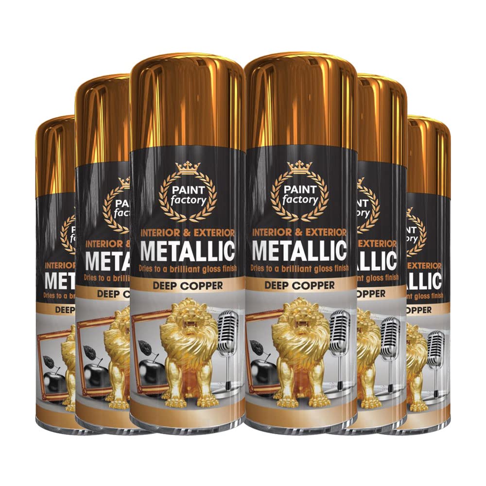 Classic Signature - 6 x Metallic Deep Copper Spray Paint 400ml Multi-Purpose Use, Spray for Metal and Wooden Furniture, Ornaments, Decorative Items and Much More for Interior & Exterior