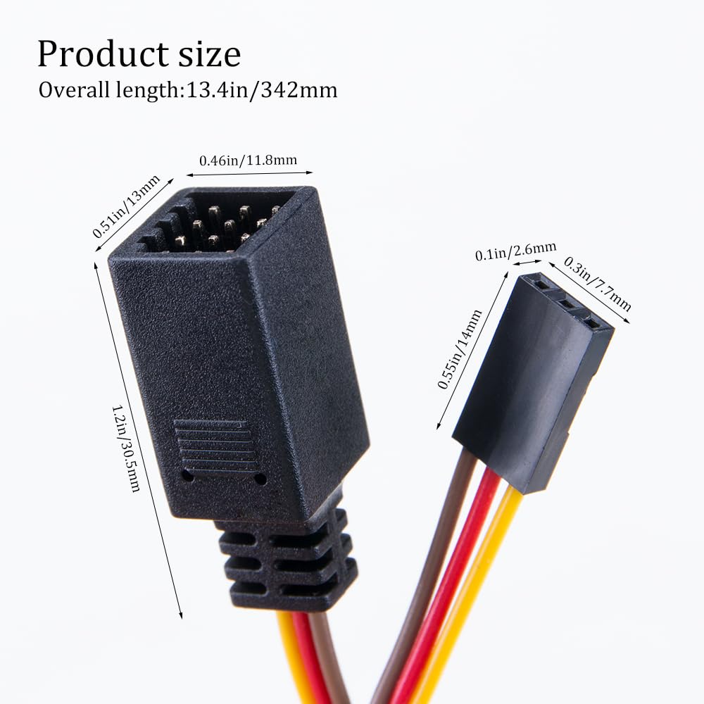 ZORZA 2Pcs Servo Splitter Cable 1-to-4 Y Harness Leads Splitter Wire for RC Cars Airplanes Drones for Receiver Servo ESC and Fans Connection(Male to Female)
