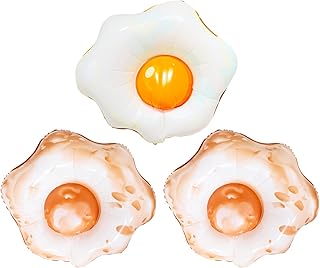 3pcs 34 * 31" Giant Fried Egg Balloons Food Balloons for Breakfast Brunch Party Decorations BBQ Picnic Party Decor Kids Birthday Party Decorations Food Parties Decoration Start of School Season Decor