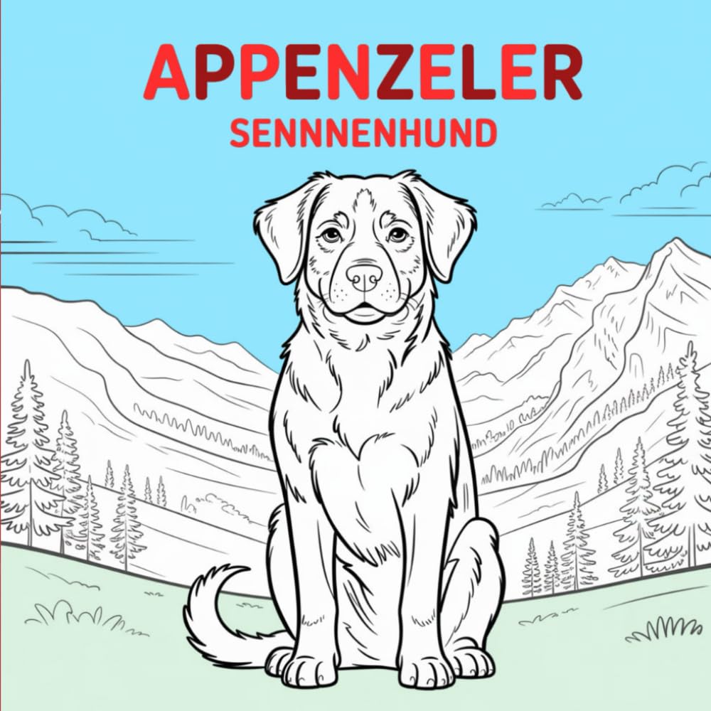 アッペンツェラー・ゼネンフント ぬりえブック: スイスの伝統的な山岳犬をテーマにしたぬりえ50ページ – 子犬・ポートレート・アッペンツェルの風景