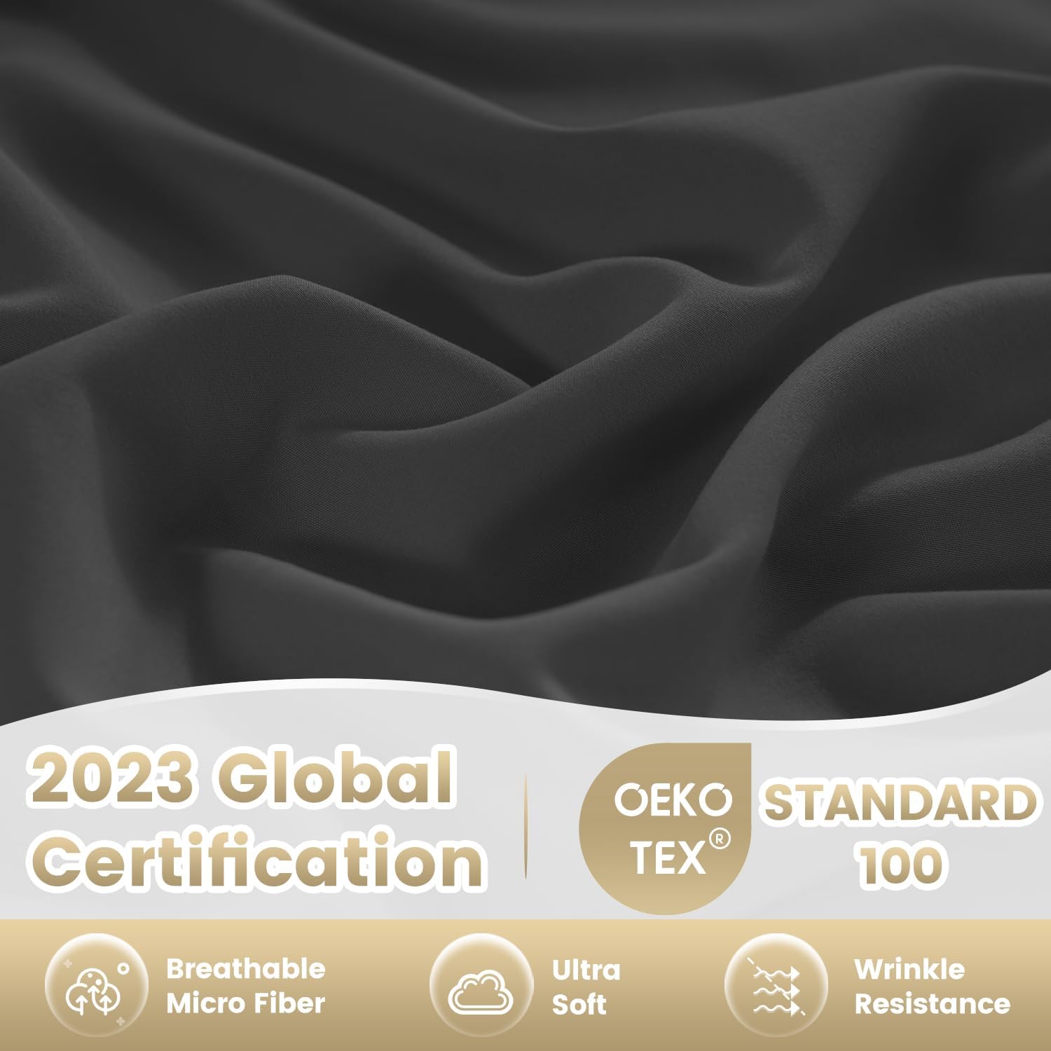 Twin XL Sheet Set -Hotel Luxury 4 Piece Silky Soft Breathable Cooling Twin Size Sheet Sets,Fits 16" Deep Pocket Mattress, Easy Care Wrinkle Free Bedding Sheet and Pillowcase Bed Sheet Set, Dark Gray - Image 7