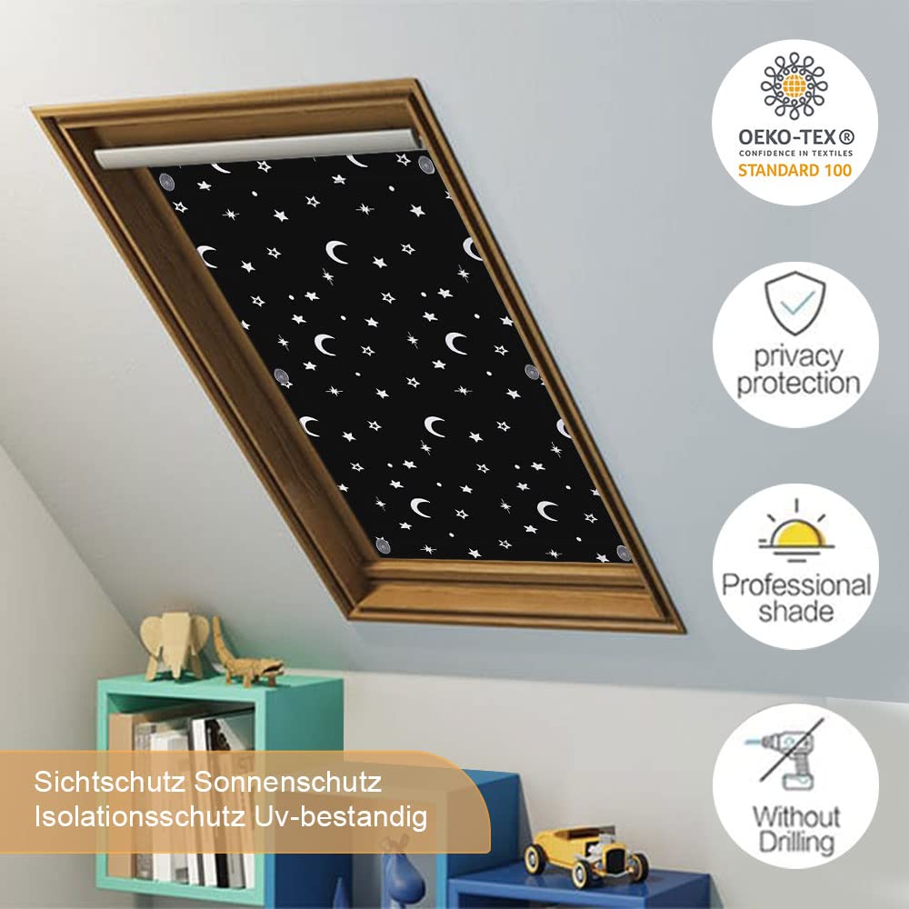 OBdeco Thermal Roller Blind, 100% Blackout Sun Protection, Blackout Roller Blind for Velux Roof Windows Heat Protection - Image 2