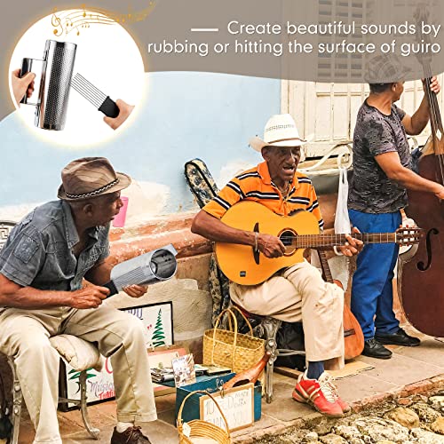 4 Pcs Guiro Instrument Metal Guiro 8'' x 3'' Stainless Steel Guir