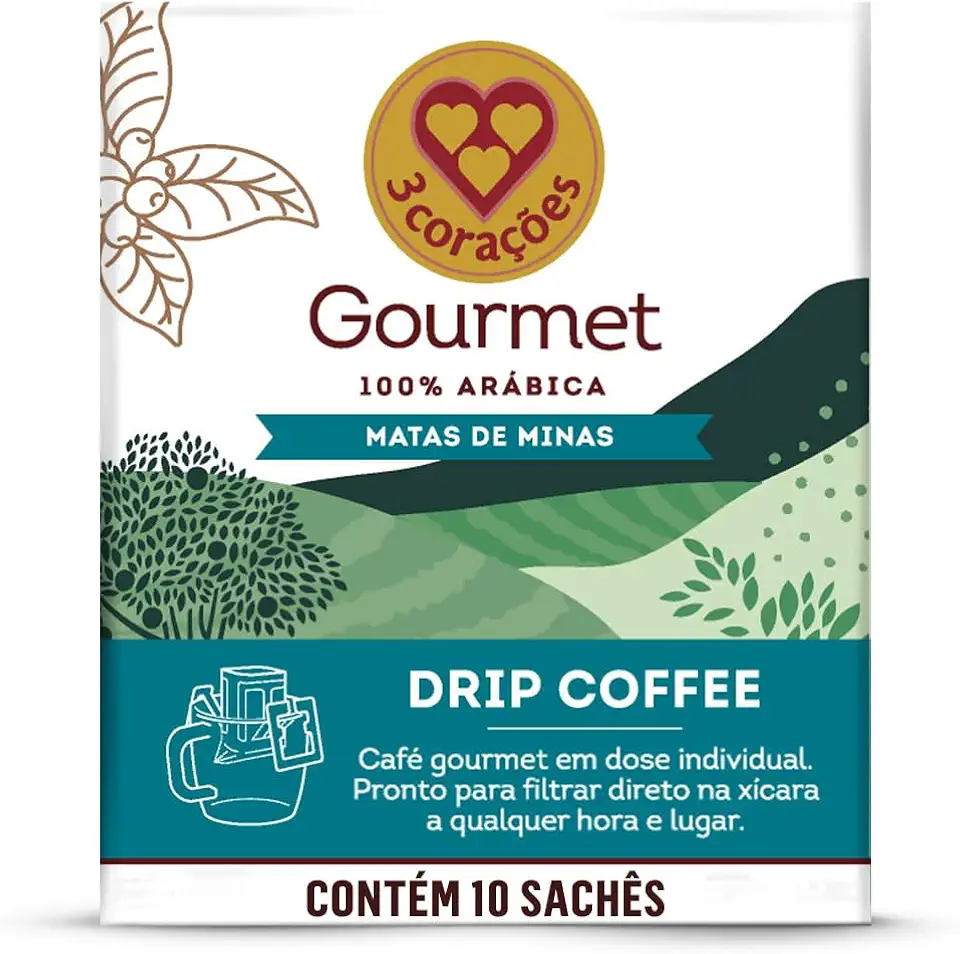 3 Corações Café Drip Coffee Gourmet Matas de Minas - contém 10 unidades