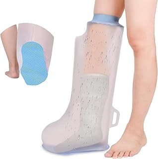 Non-Slip Cast Covers for Shower Leg Adult Short Leg Cast Bag Keep Bandage Dry Reusable Shower Boots for Foot, Knee, Ankle Wound