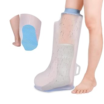 Non-Slip Cast Covers for Shower Leg Adult Short Leg Cast Bag Keep Bandage Dry Reusable Shower Boots for Foot, Knee, Ankle Wound