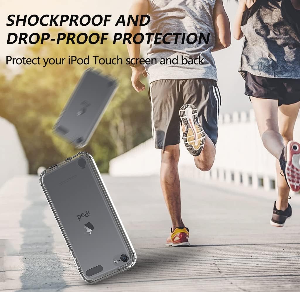 iPod Touch 7th/6th/5th Generation Case, iPod Touch case, Shockproof Silicone Case [with Built in Screen Protector] Full Body Heavy Duty Rugged Defender Cover Case for iPod Touch 7/6/5 (Clear)
