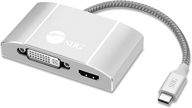 SIIG USB-C to HDMI/DVI/VGA Video Monitor Adapter with 60W Laptop Charging PD - USB Type-C Multiport Display Converter Dock - Thunderbolt 3 Compatible for MacBook, Chromebook, More CB-TC0911-S1