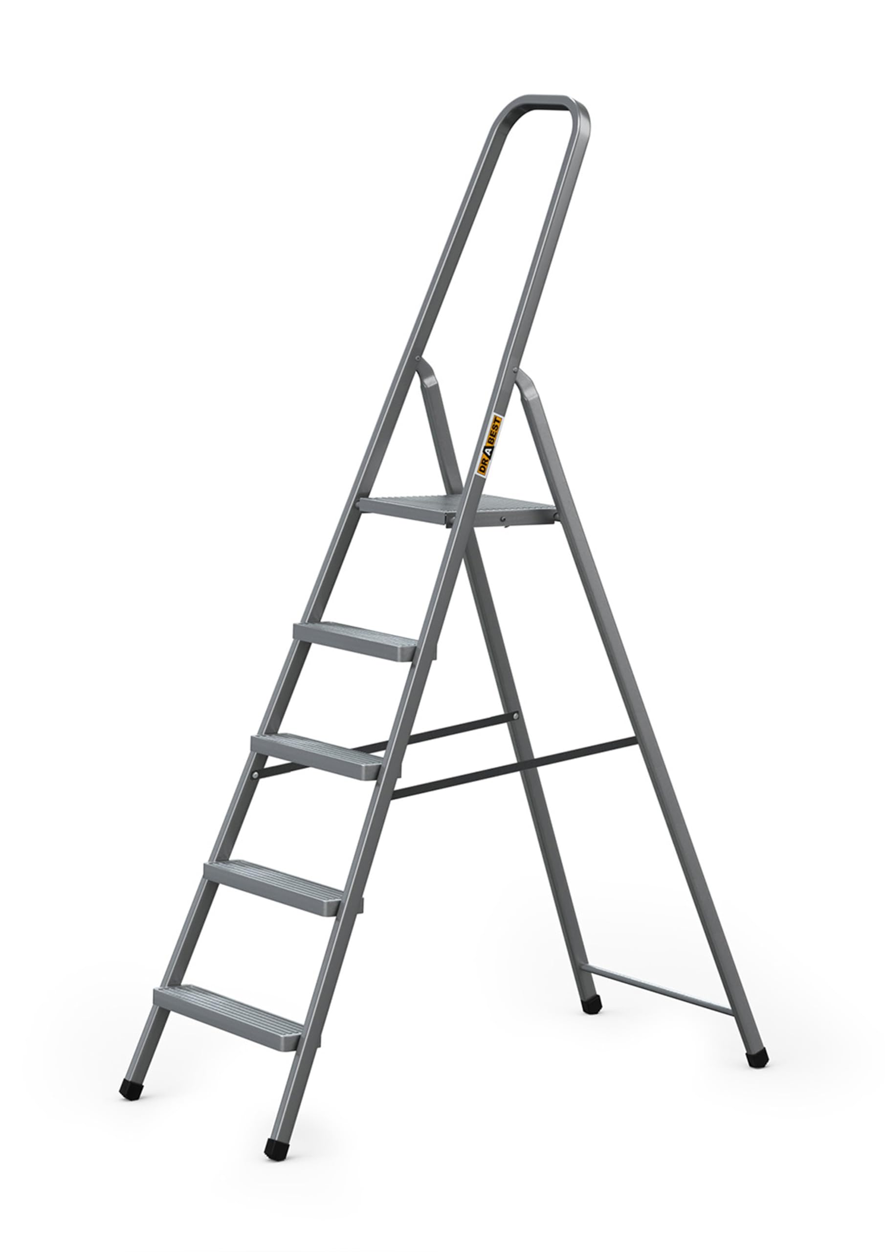 DRABEST Home Steel Ladder with Powder-Coated Finish & Platform – Step Ladder 5 Step with Platform – Foldable and Lightweight - for Home – 125 Kg – 46x173x8cm