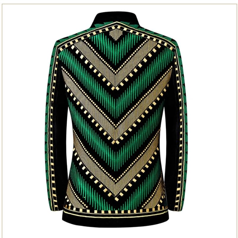 Men's Embroidery Stand Collar Suit Slim Cardigan Jacket Host Singer Stage Performance Dress Wedding Blazers3