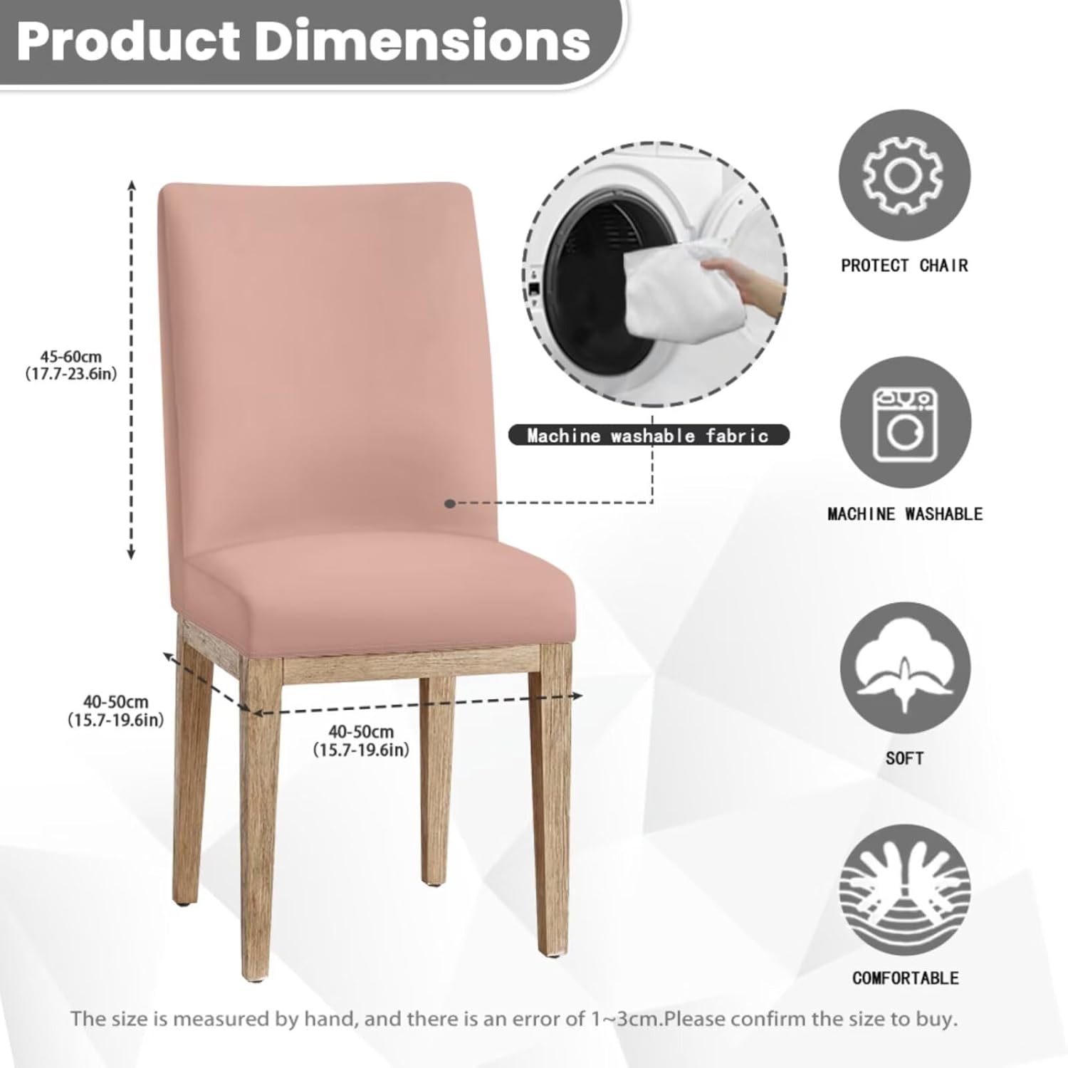 Dusty Pink Chair Covers for Dining Chairs with Bench Cover Solid Pink Kitchen Armless Chairs Slipcovers Stretch Dining Chair Seat Covers Set of 4 and Bench for Party