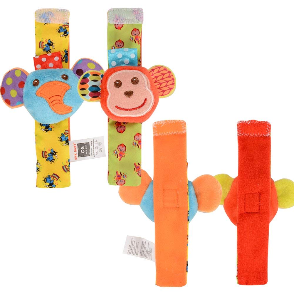 ThinkMax Baby Soft Rattle Toy, Foot Socks Wrists Rattles , Wrists Rattles for Baby,Ankle Sock Cotton and Plush Stuffed Infant Toys, : Toys & Games