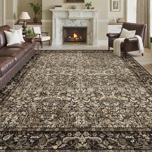 Ruicharm Washable Living Room Rug: 9x12 Boho Floral Soft Area