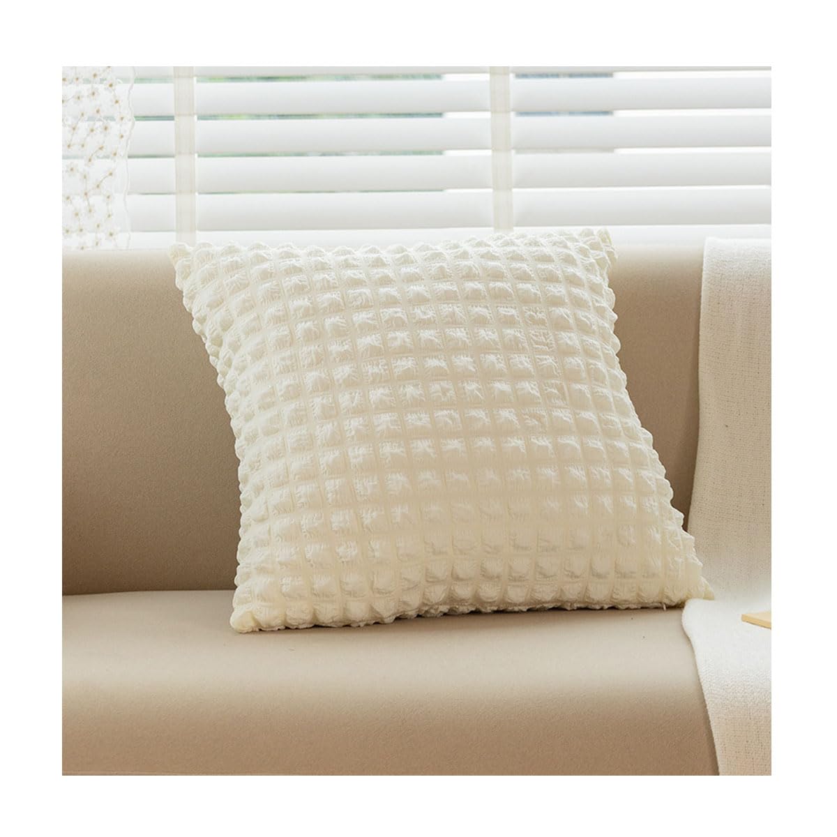 Two-Sided Washable Pillow Cover - 20 x 20 Inches / 50 x 50 cm - Pack of 2 - Soft Pillow Covers Cushion Covers Case for Sofa Bedroom Livingroom Chair Car, Cushion Cover(Cream White)