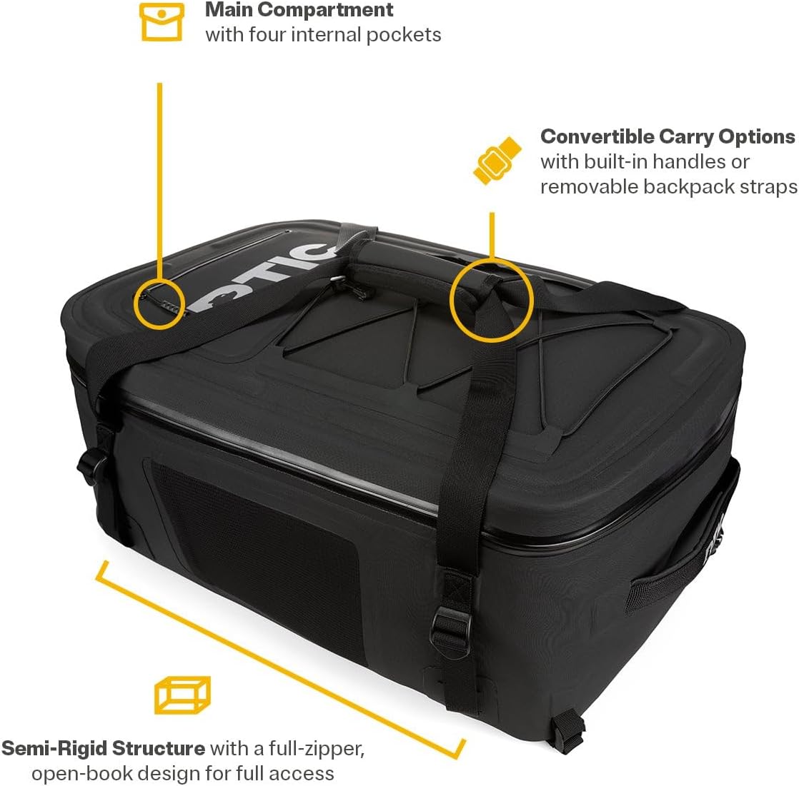 RTIC Ultra Dry Duffle Pack, Waterproof Outdoor Backpack Floating Bags for Hiking, Travel, Camping, Boating, Backpacking, 60L, Black & Graphite