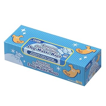 BOS Amazing Odor Sealing Dog Poop Bags - Durable, Unscented (60 Bags) [Size: L, Color: Light Blue]- New! Puppy Design Packaing