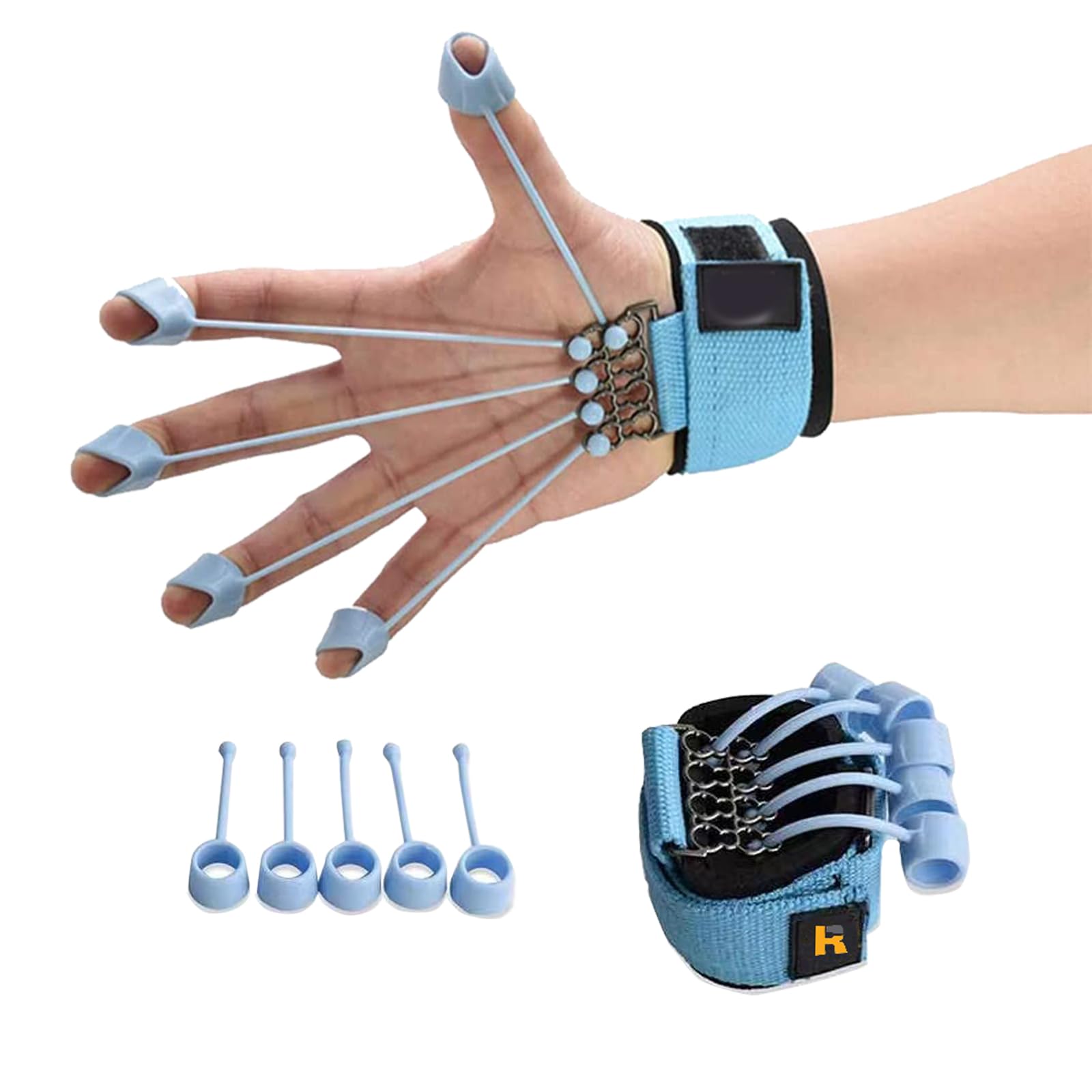 Hand Finger Strengthener by Rapid Fingers - Hand Extensor Exercise Equipment, 40lb Resistance Band Finger Strengthener – for Climbing, Guitar, Gaming. One-Size Fits all.