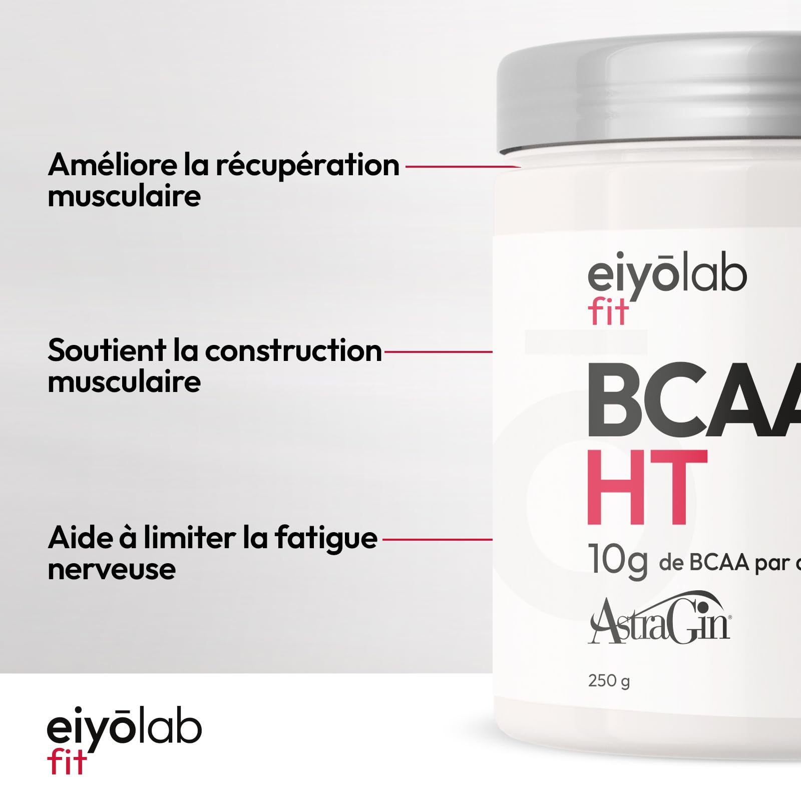 BCAA 8.1.1 | Acides Aminés en Poudre | 8g de Leucine + 1g de Citrulline & AstraGin® | Construction et Récupération Musculaire | Efficace Contre l’Acide Lactique | Mangue Passion 250g | Eiyolab