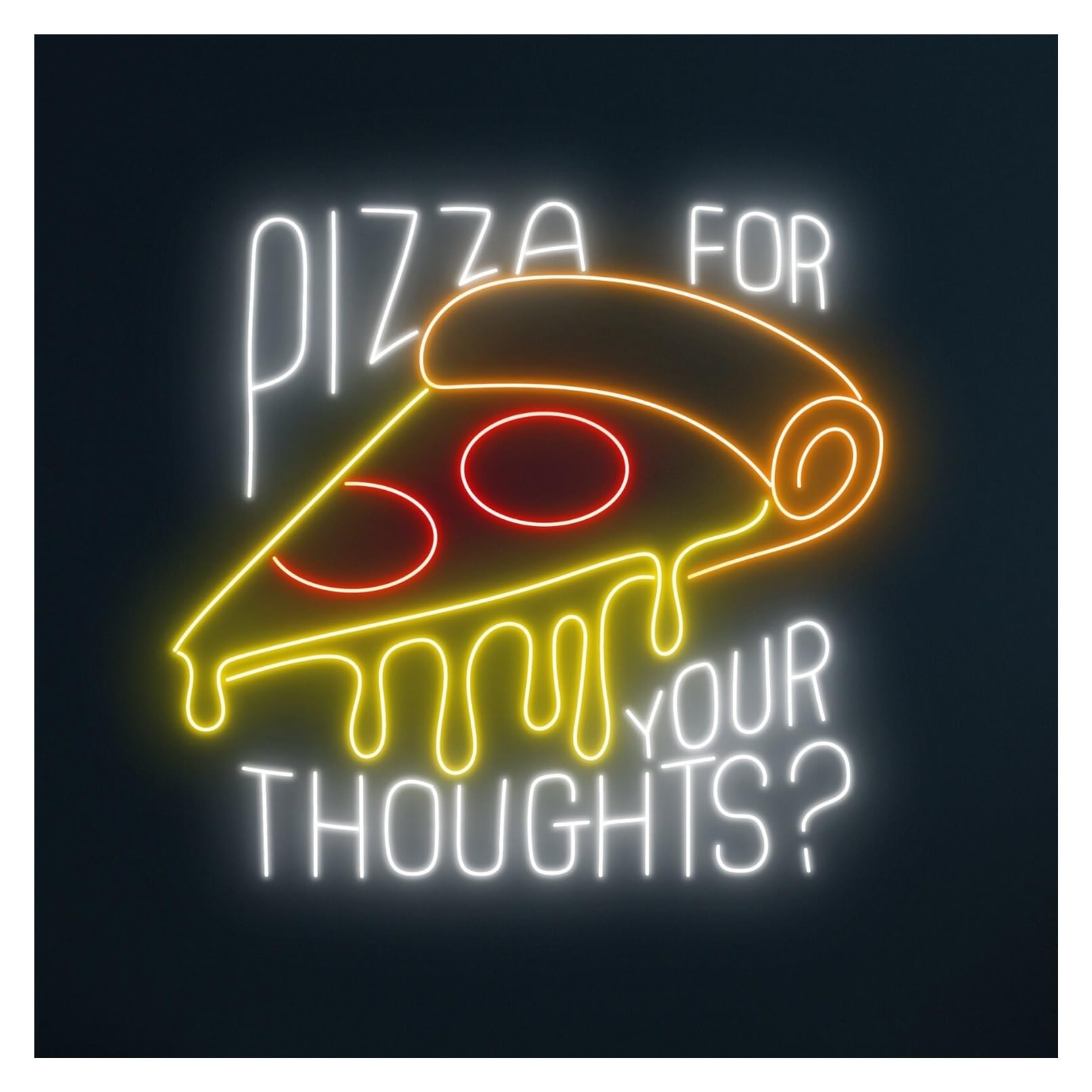 RONGCH Hanging Art Signs Pizza for Your Thoughts Neon Sign LED Light Dimmable for Food Shop Restaurant Business Wall Decor 58cm