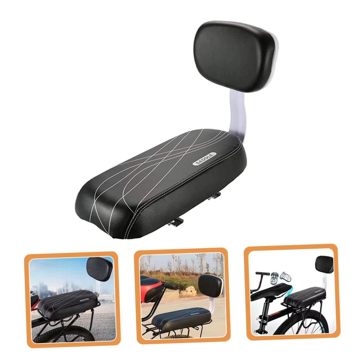 TOYANDONA Asiento Trasero de Bicicleta para Cojín Resistente al Desgaste Asiento Infantil Desmontable con Respaldo Compatible con Bicicletas Estándar Color para Paseos
