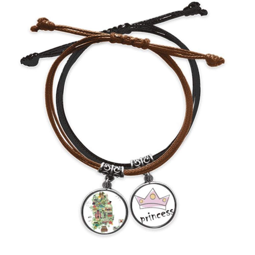 Pulsera de Corea con mapa de hitos y cadena de cuero de princesa DIYthinker 5