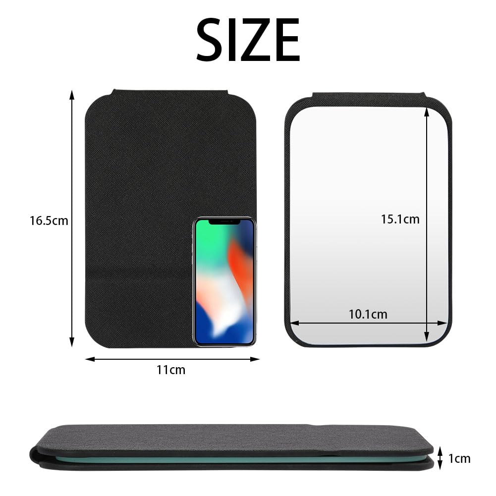 OSDUE Miroir Maquillage Pliable - Portable HD Cuir PU 16x11cm (Voyage/Table)