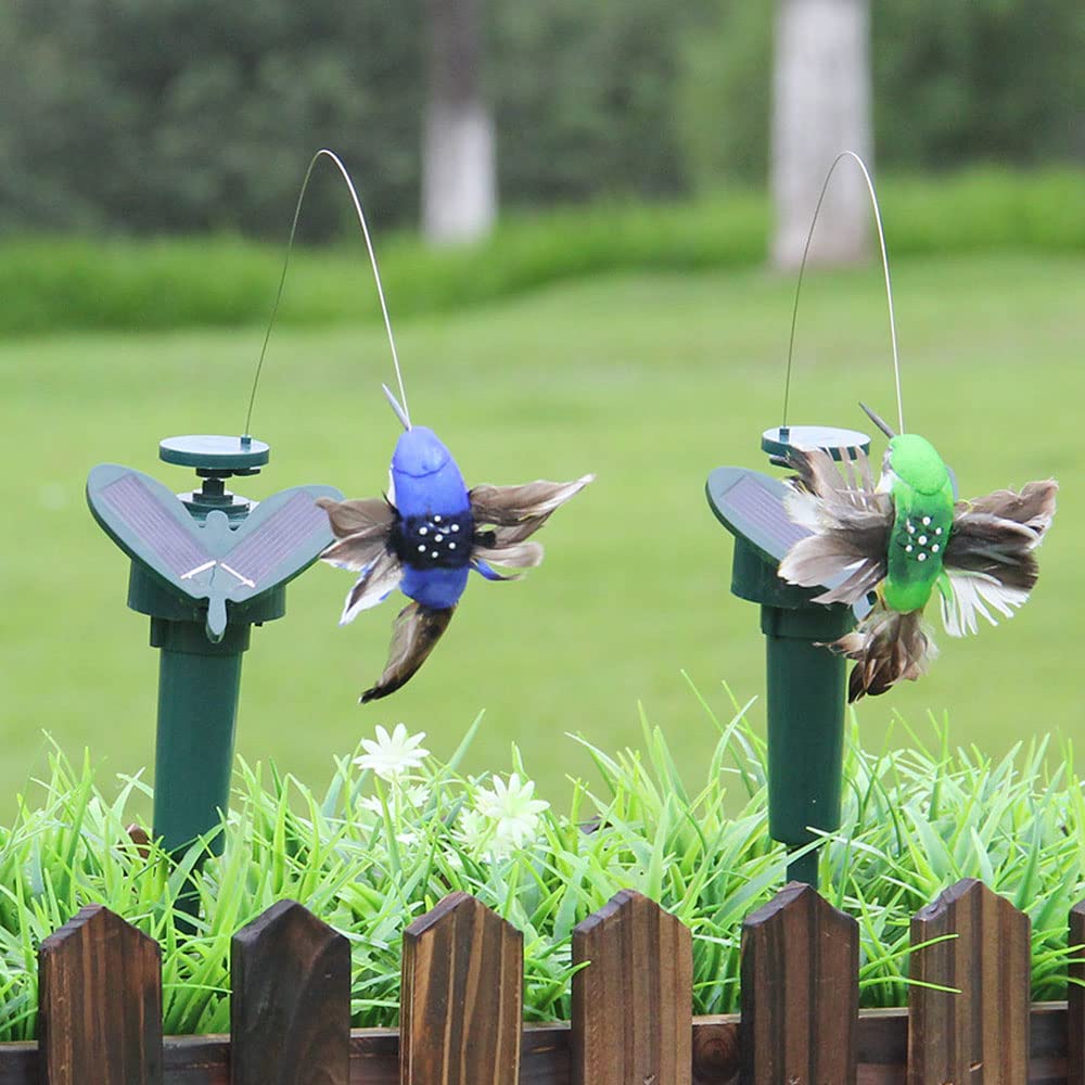 SEIWEI Farfalla da giardino, 2 pezzi, alimentato a energia solare/a batteria, decorativo, volante, colibrì, farfalla, simulazione uccello per giardino, cortile, piante, fiori, patio, paesaggio