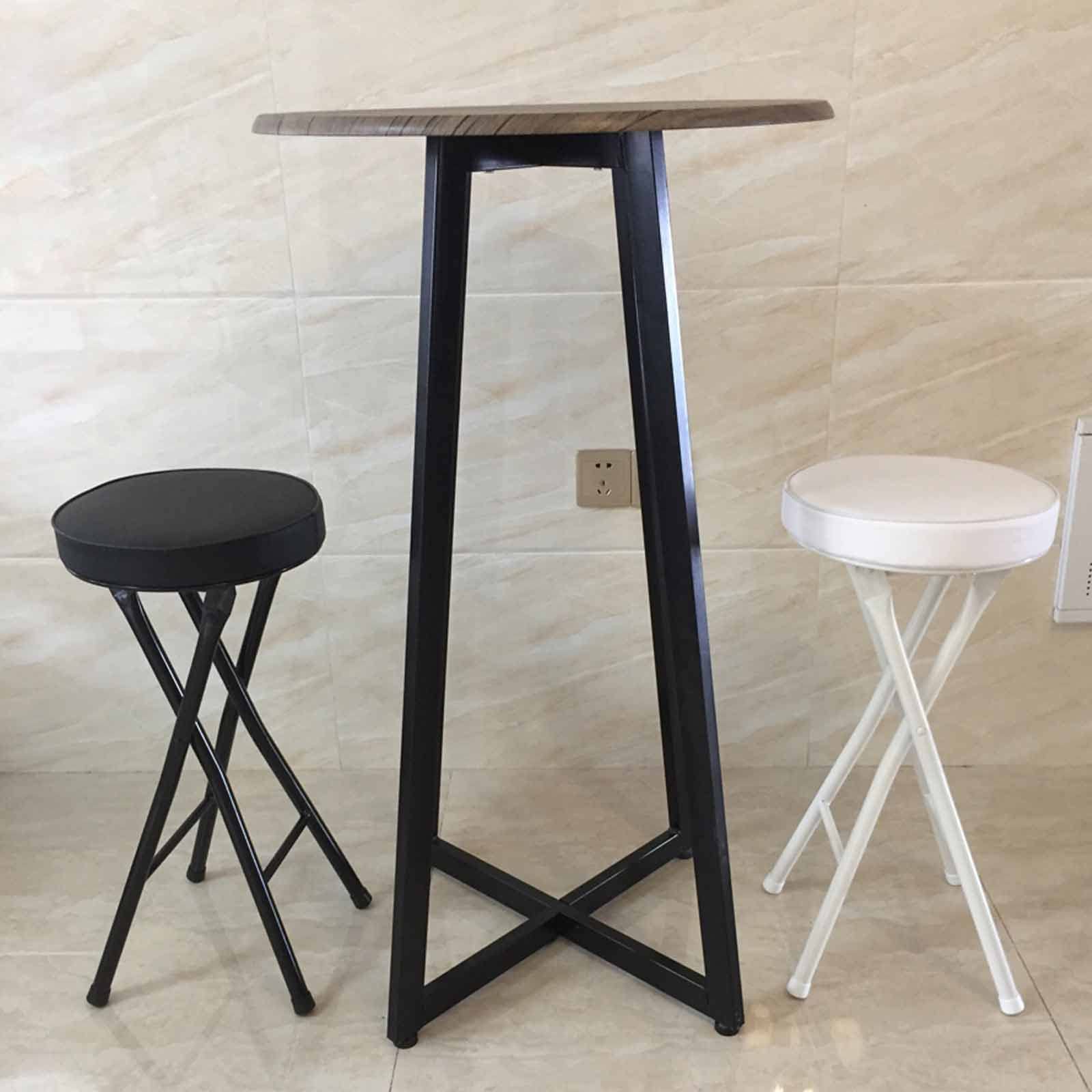 Sgabello Da Bar Pieghevole Con Schienale – Sintuff, Imbottito In Pelle, Nero, Portatile Per Interni/Esterni