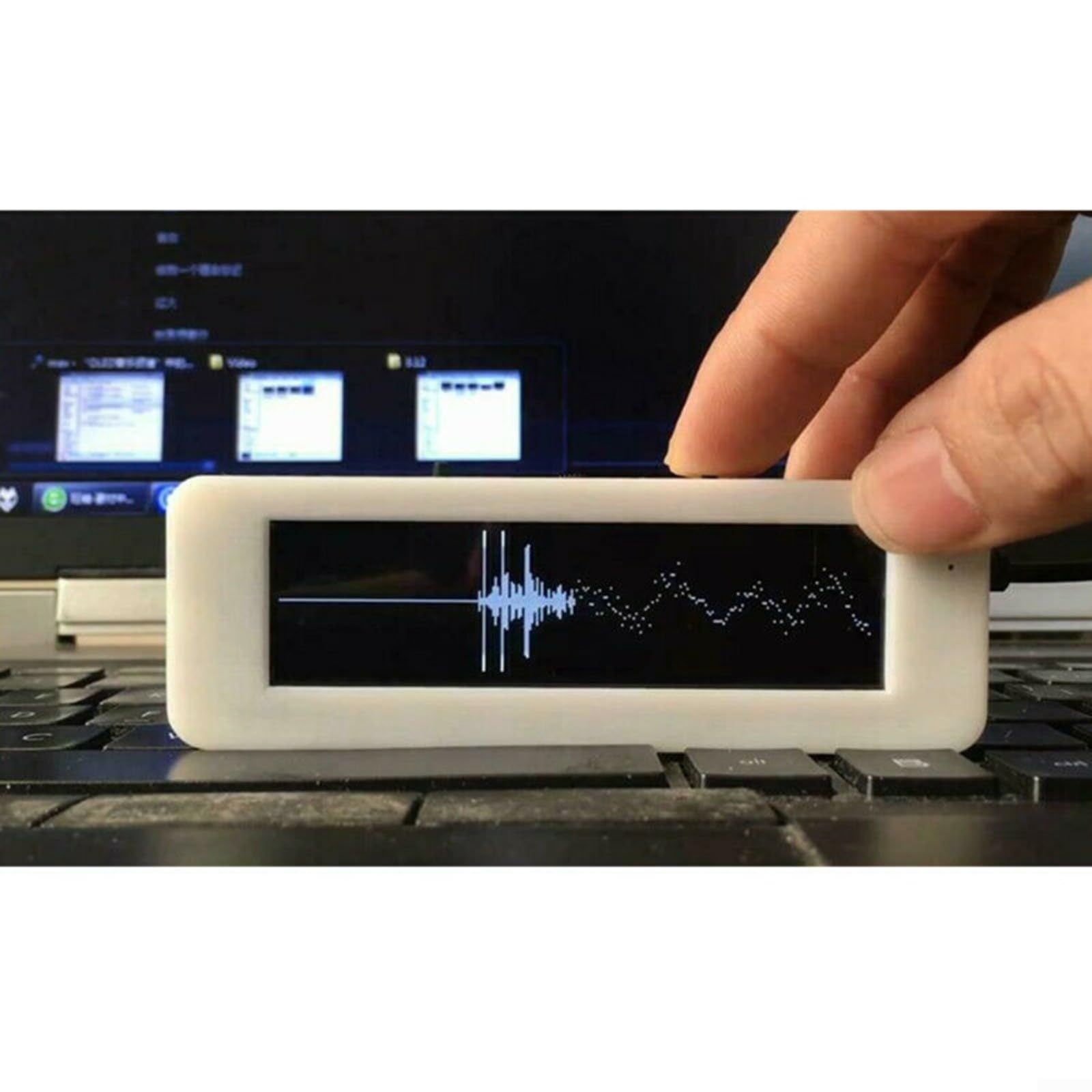 Analizador de espectro musical OLED de 3.12 pulgadas con indicador de nivel de audio y medidor VU, 8 opciones de efecto de pantalla, funciones de humedad de temperatura y tiempo, micrófono integrado y