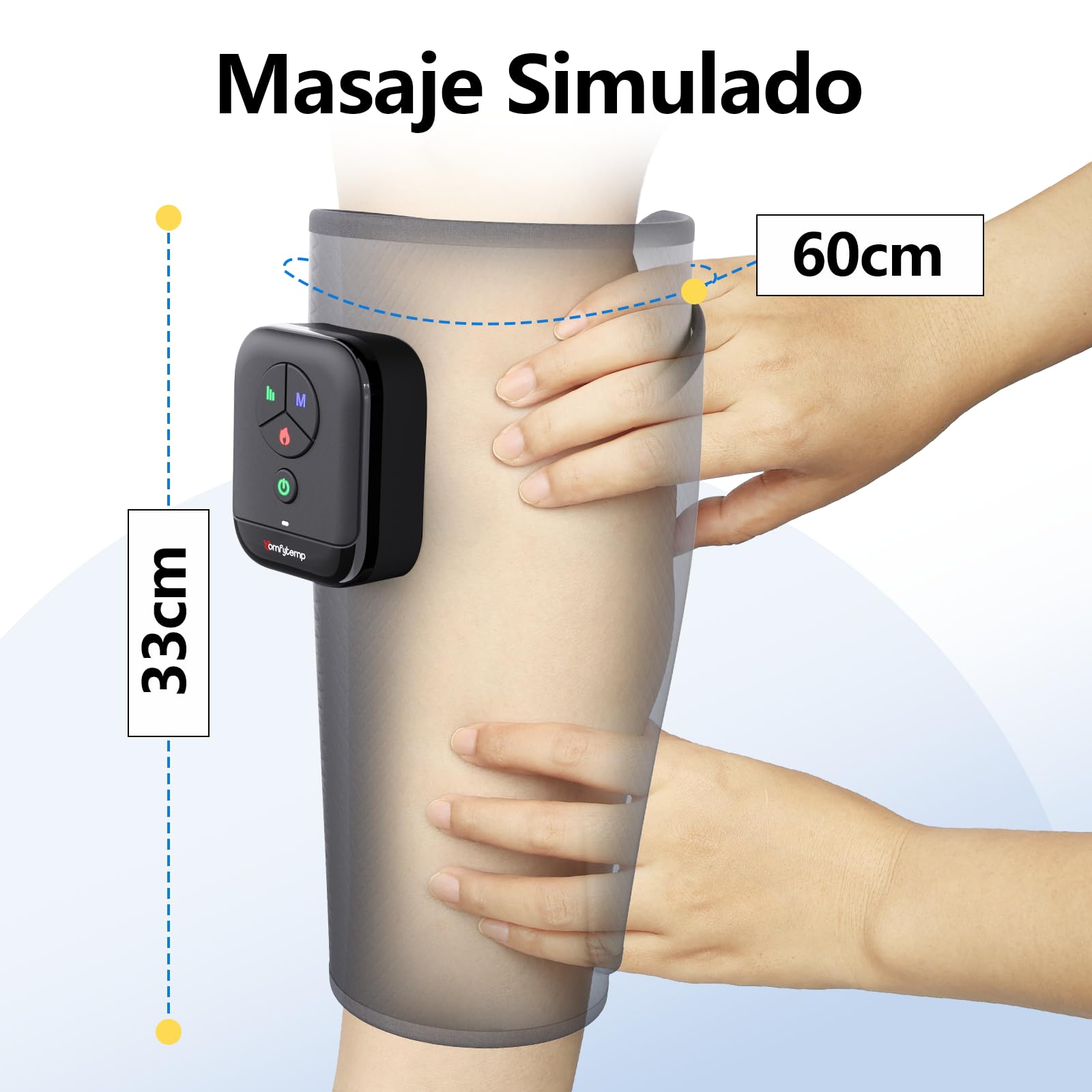 Comfytemp Pack de 2 Masajeadores de Piernas Inalámbricos, Adecuados para la pantorrilla 31-48 cm, Masajeador con Calor y Compresión, Batería 2500 mAh, Control por Aplicación DIY, Regalo para Padres