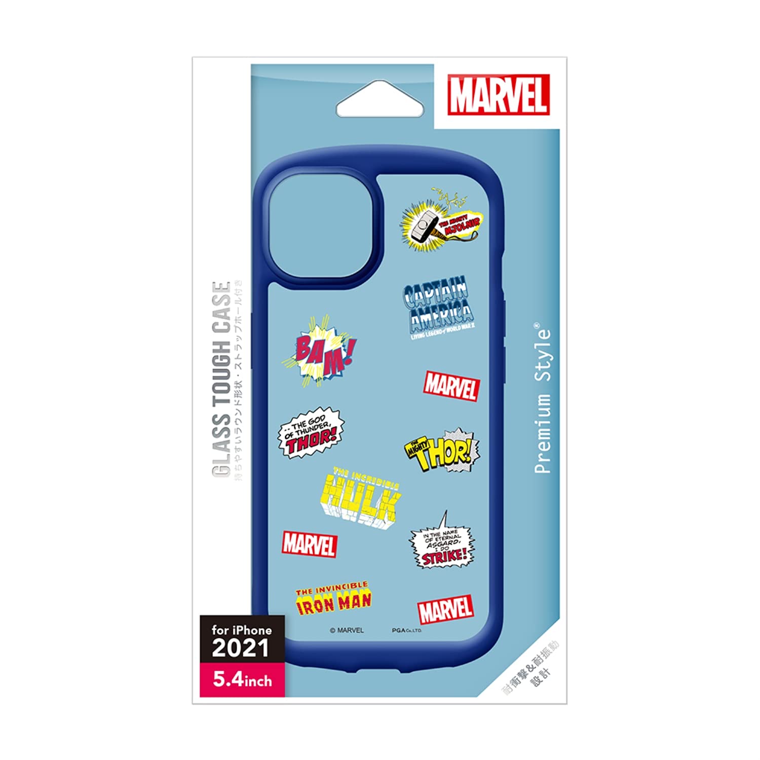 PGA PG-DGT21J21AVG ガラスタフケース MARVEL アベンジャーズ〔iPhone 13 mini用〕
